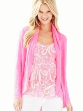 Lilly Pulitzer Linen Open-Front Pink Cardigan Size M